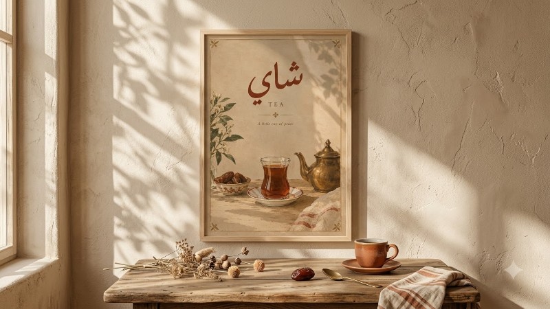 شاي | Arabic Tea Wall Art ☕ Aesthetic Printable for Cozy Spaces