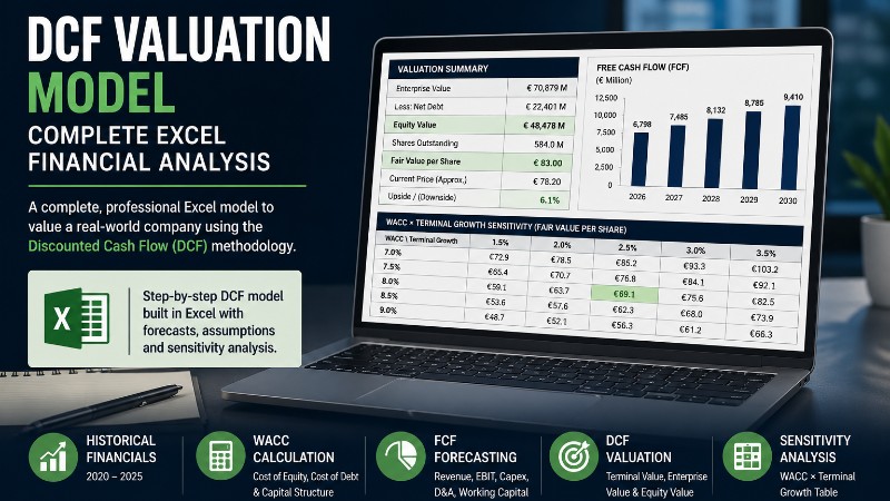  DCF Valuation Model – Complete Excel Financial Analysis