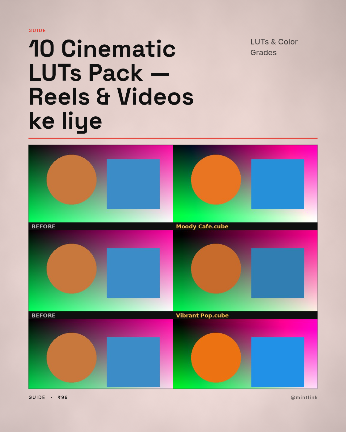 10 Cinematic LUTs Pack — Reels & Videos ke liye