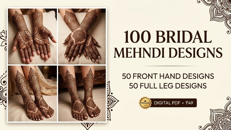 100 Bridal Mehndi Designs | 50 Front Hand + 50 Full Leg Designs
