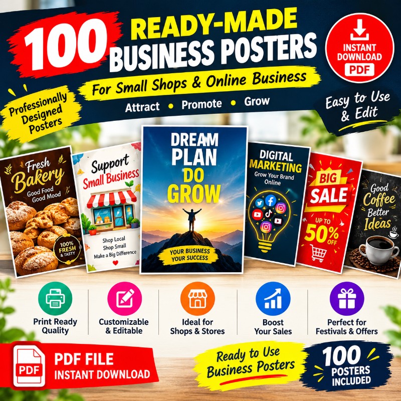 100 Ready-Made Business Posters for Small Shops
