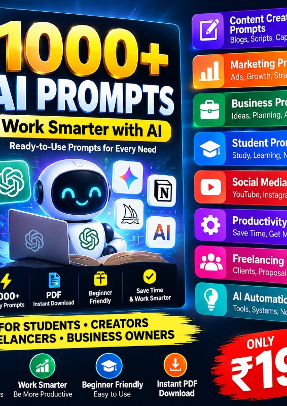 1000+ AI Prompts — Work Smarter with AI