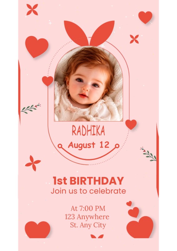 🎂 1st Birthday Invitation Video | Cute Baby  Birthday Invite | Jashnify ✨