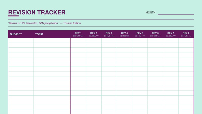 2.Revision tracker (Mint colour)