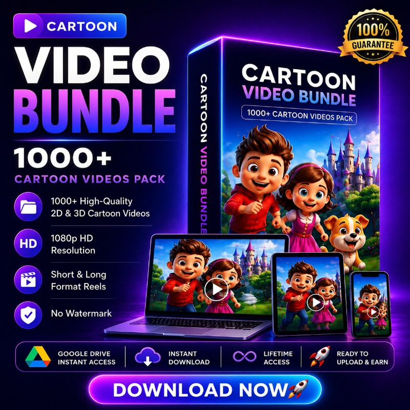 2000+ Ready-to-Upload 2D & 3D Cartoon Videos — Ready to Upload