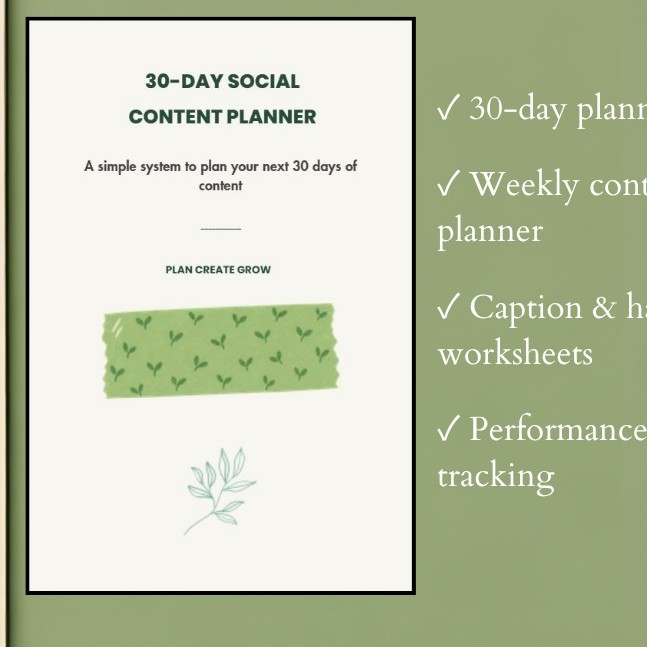 30-Day Social Media Content Planner | Printable PDF