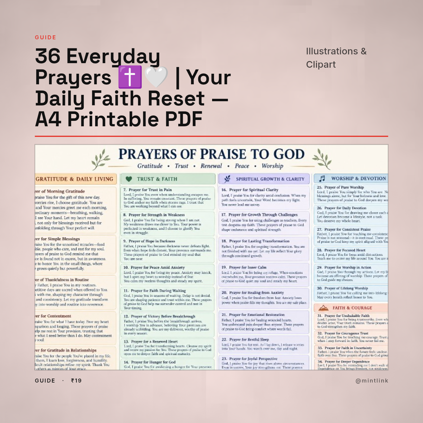 36 Everyday Prayers ✝️🤍 | Your Daily Faith Reset — A4 Printable PDF
