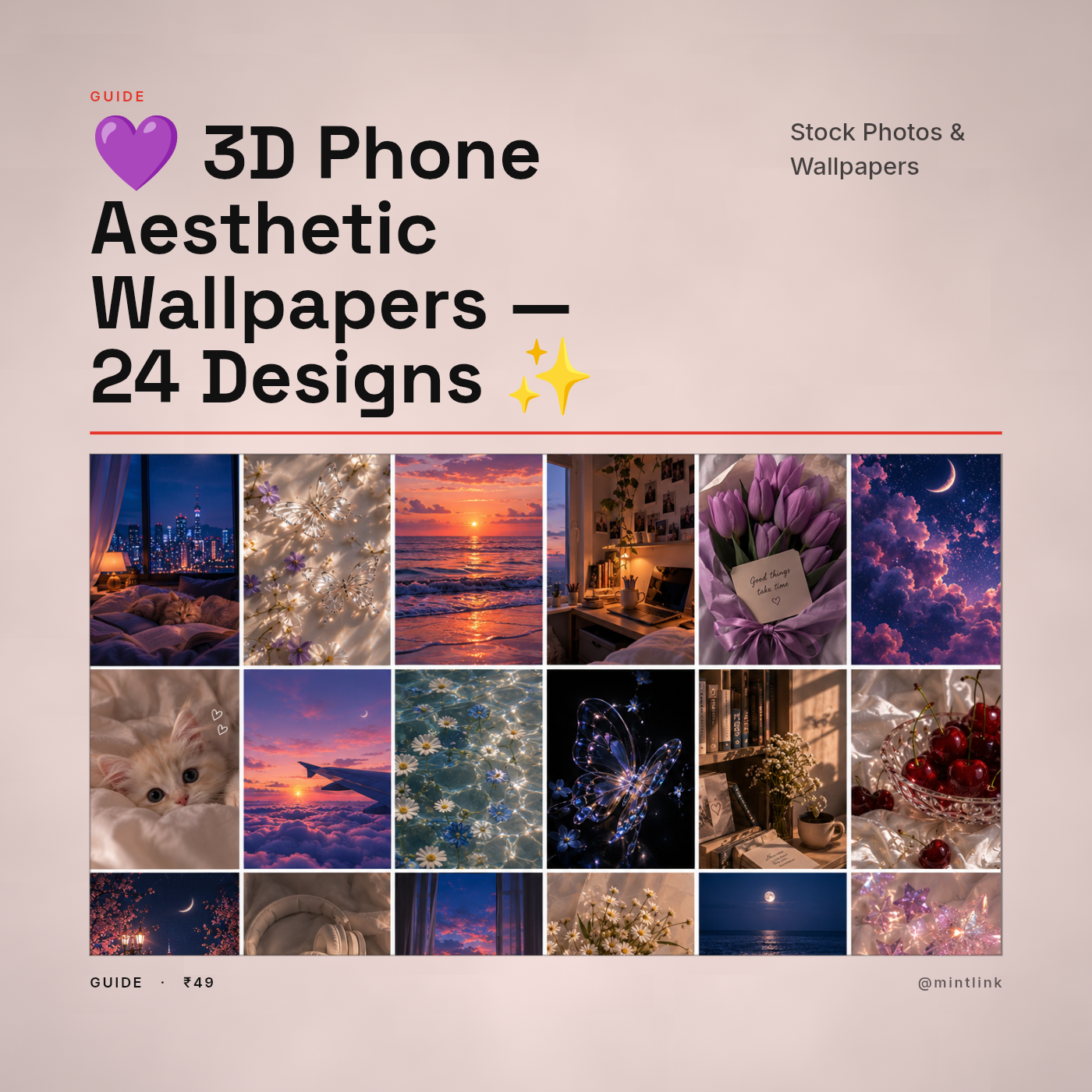  💜 3D Phone Aesthetic Wallpapers — 24 Designs ✨