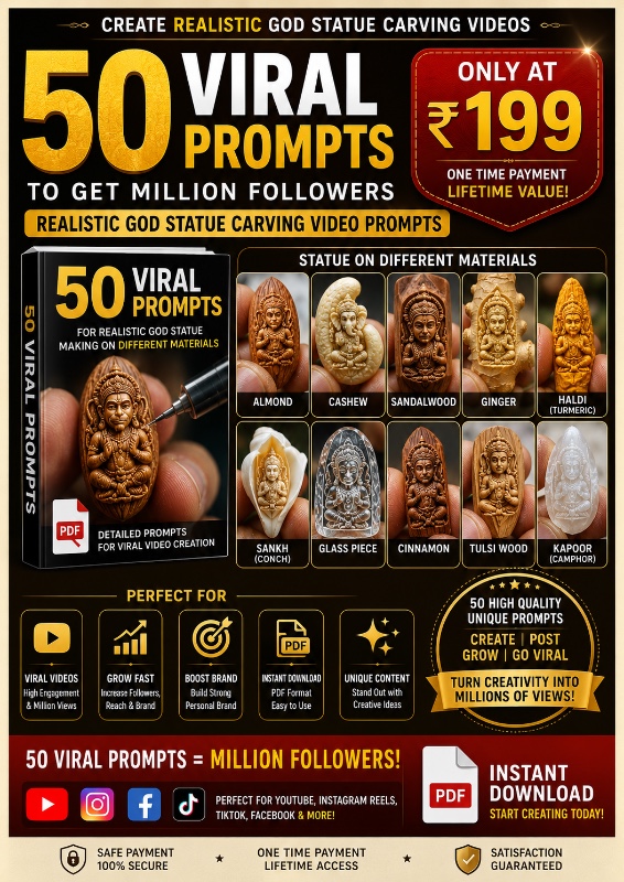 🔥 STOP SCROLLING! 50 PREMIUM AI PROMPTS TO CREATE VIRAL MINIATURE VIDEOS — ONLY ₹199