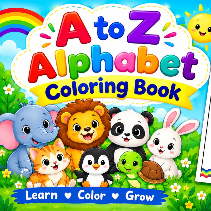 A–Z Alphabet Coloring Book for Kids | Cute Animals & Fun Learning