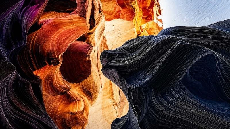 Abstract canyon with flowing rock layers