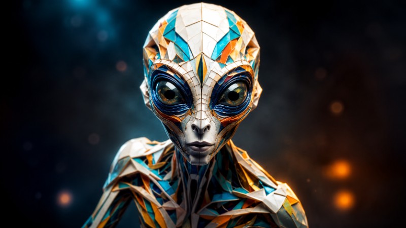 Alien ceramic mosaic portrait