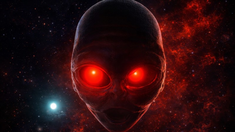 Alien face in cosmic void