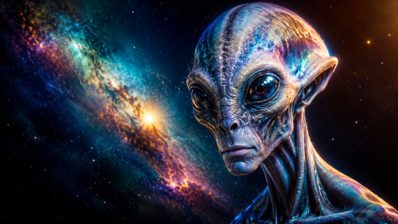 Alien in cosmic nebula