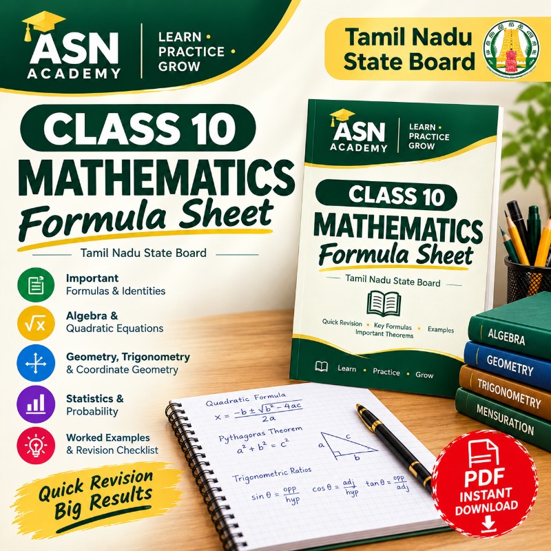 ASN ACADEMY – Class 10 Mathematics Formula Sheet
