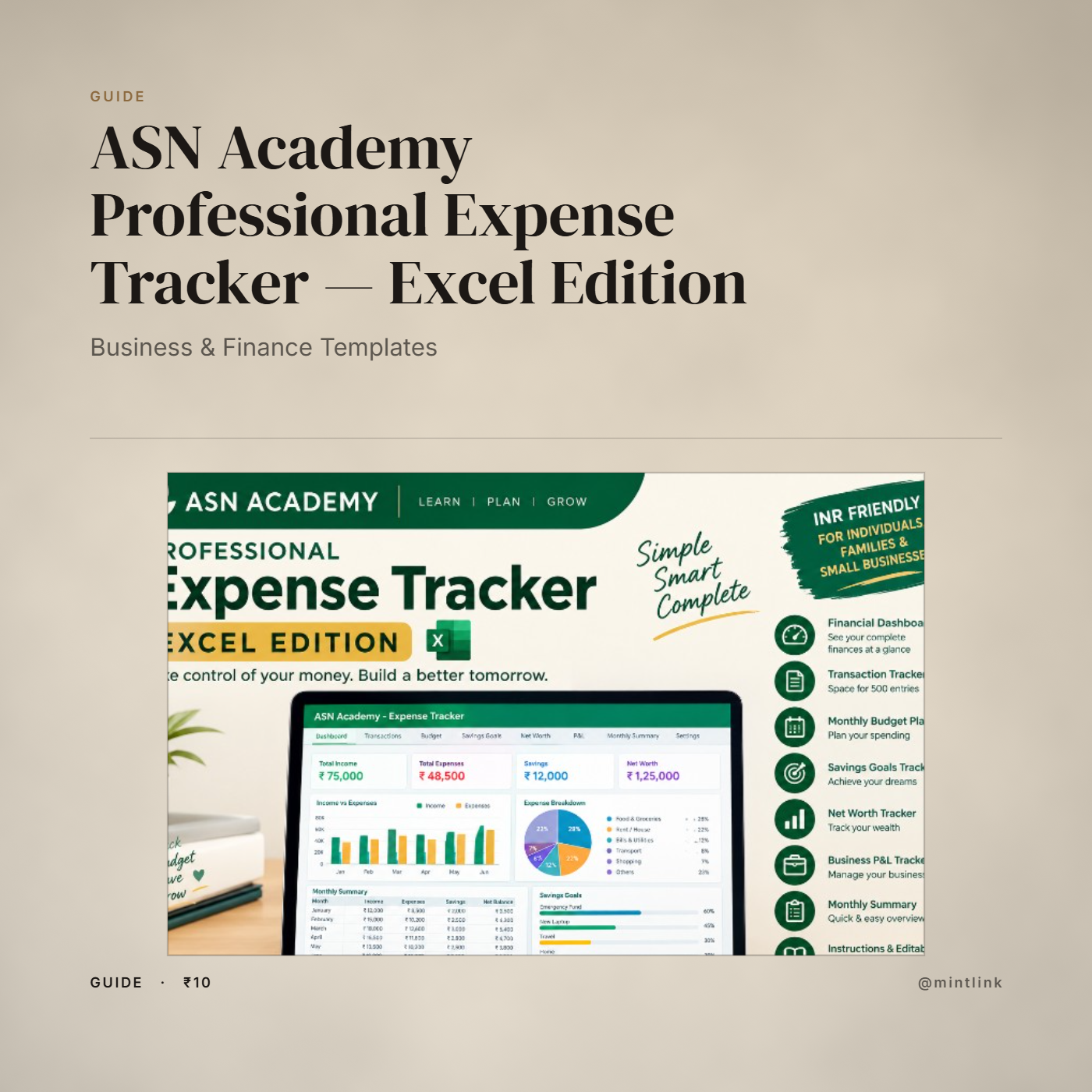 ASN Academy Professional Expense Tracker — Excel Edition 