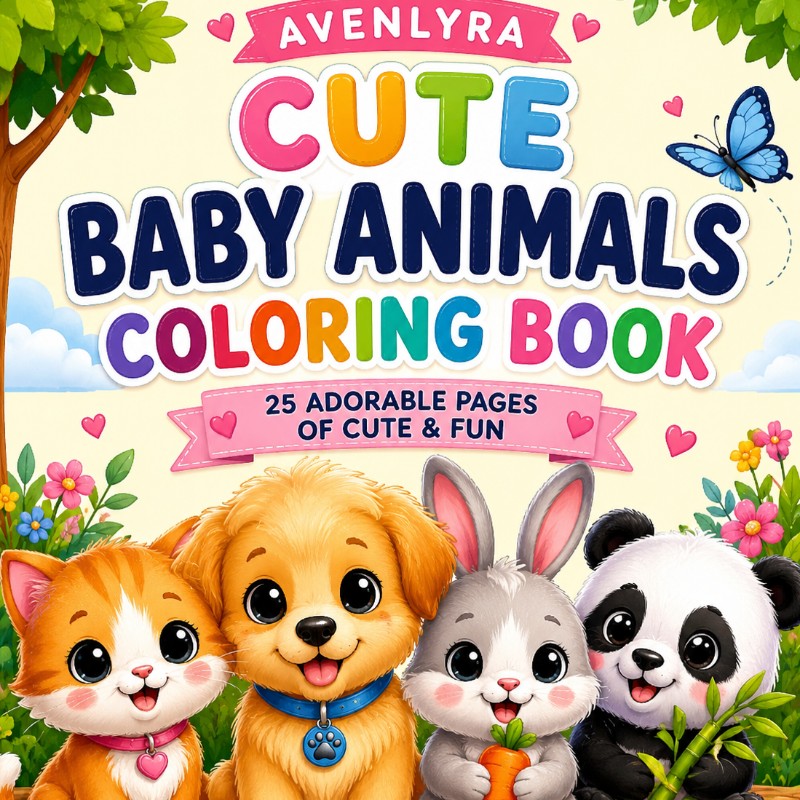 AVENLYRA Cute Baby Animals Coloring Book