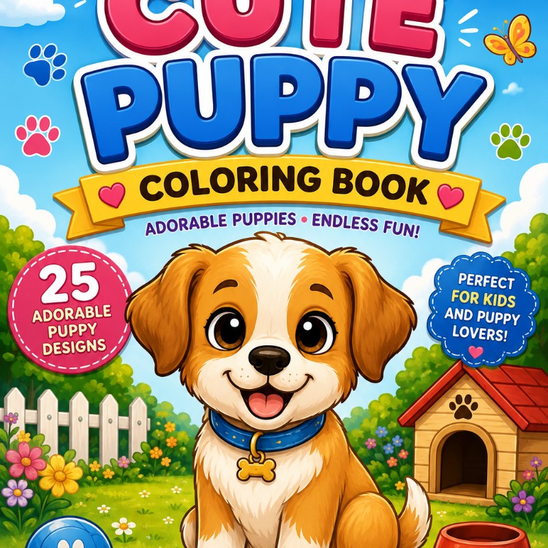 AVENLYRA Cute Puppy Coloring Book
