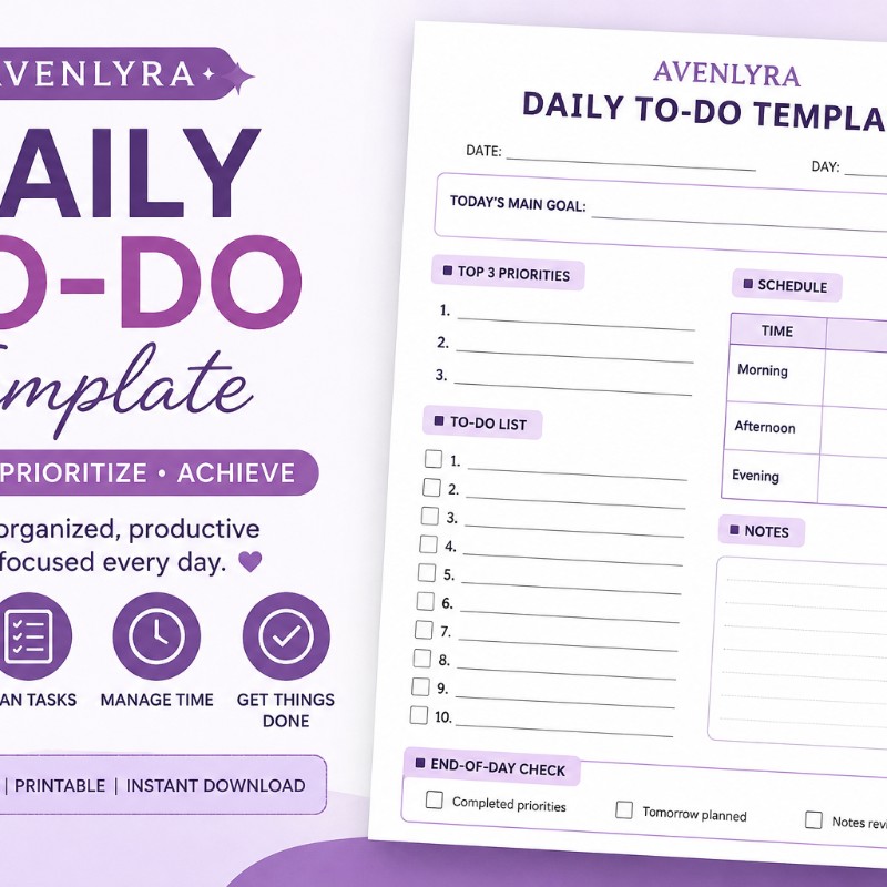 AVENLYRA Daily To-Do Template