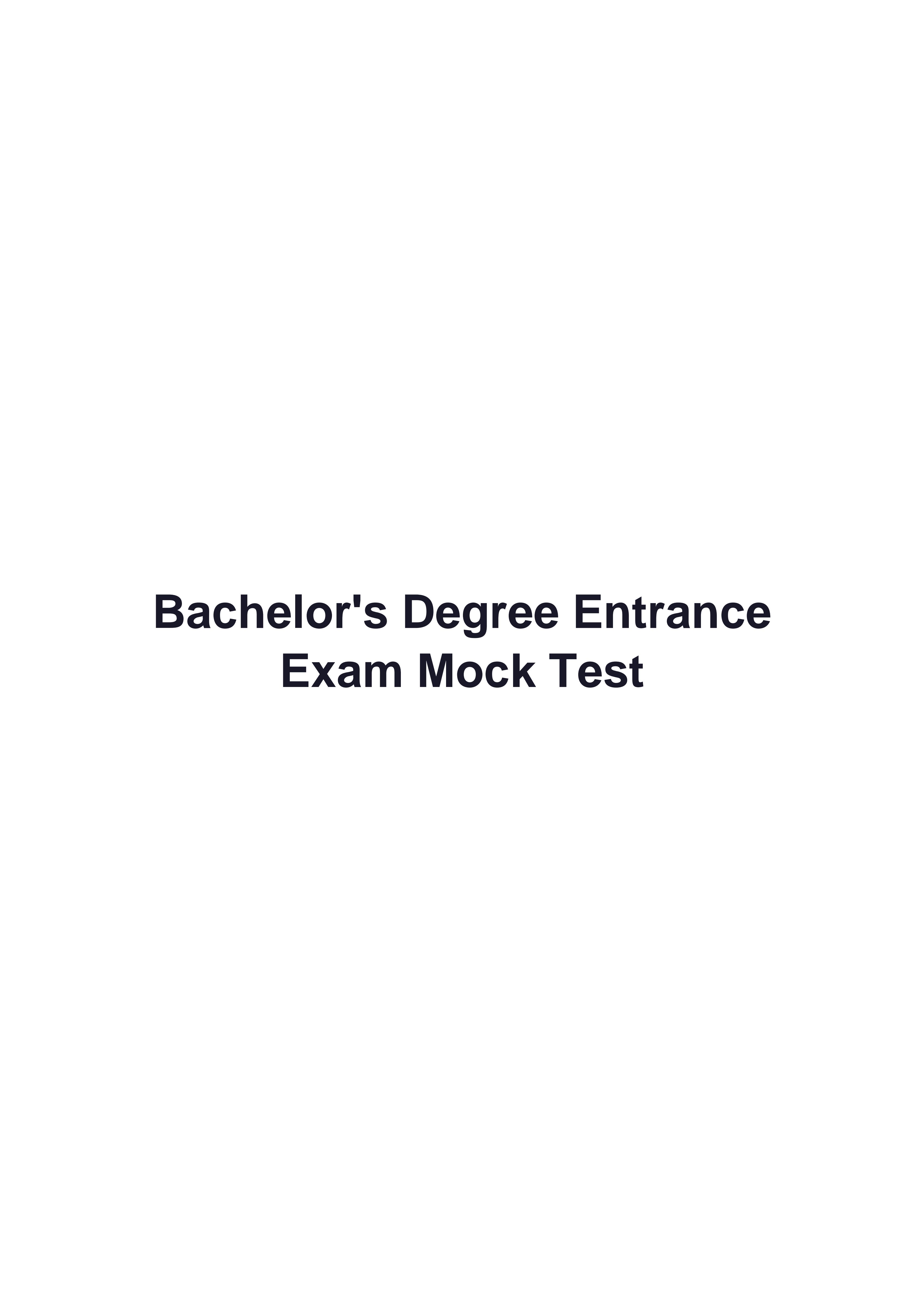 Bachelor's Degree Entrance Exam