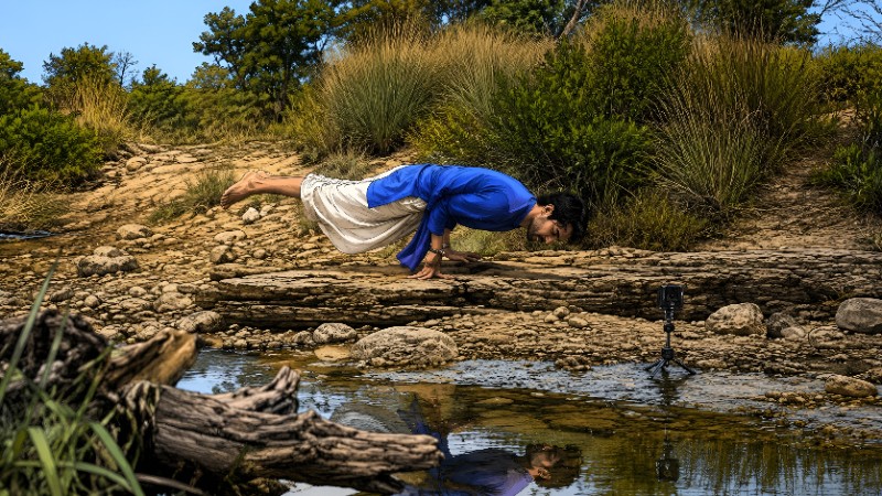 Balanced serenity by the stream