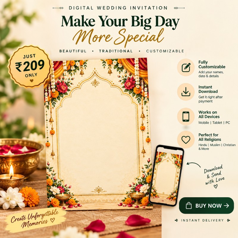 💍 Beautiful Digital Wedding Invitation Card | Shaadi Ka Invite Ab Digital Style Mein ❤️