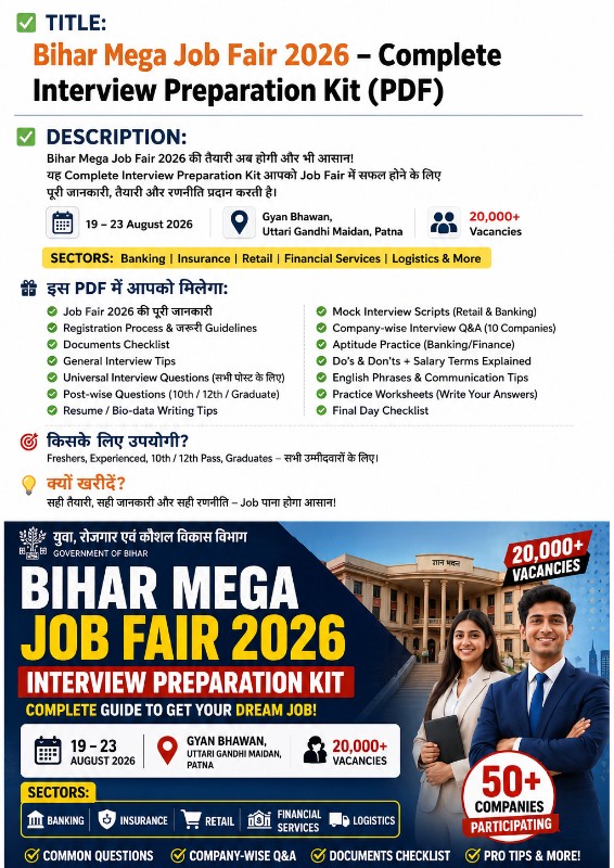 Bihar Mega Job Fair 2026 – Complete Interview Preparation Kit (PDF)