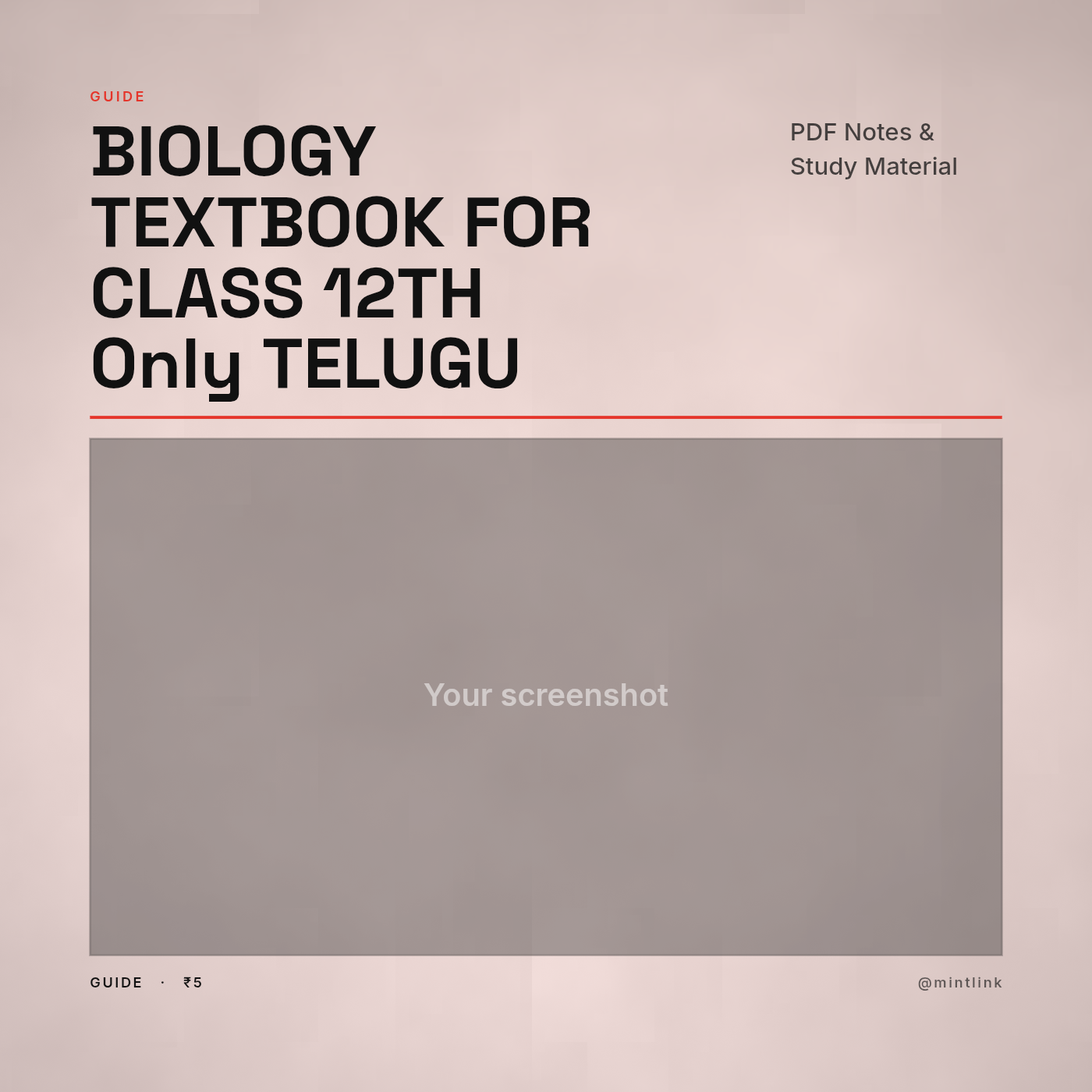 BIOLOGY TEXTBOOK FOR CLASS 12TH Only TELUGU