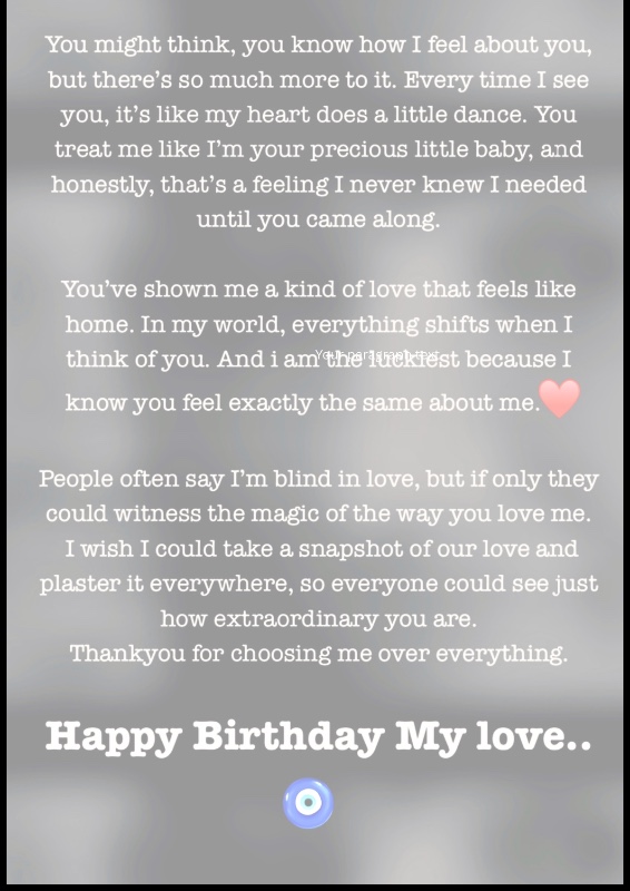 Birthday love letter for him/ Romantic birthday message 