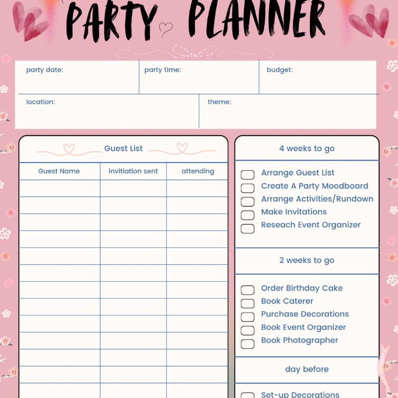 Birthday Party Planner | 7-Page Canva Bundle