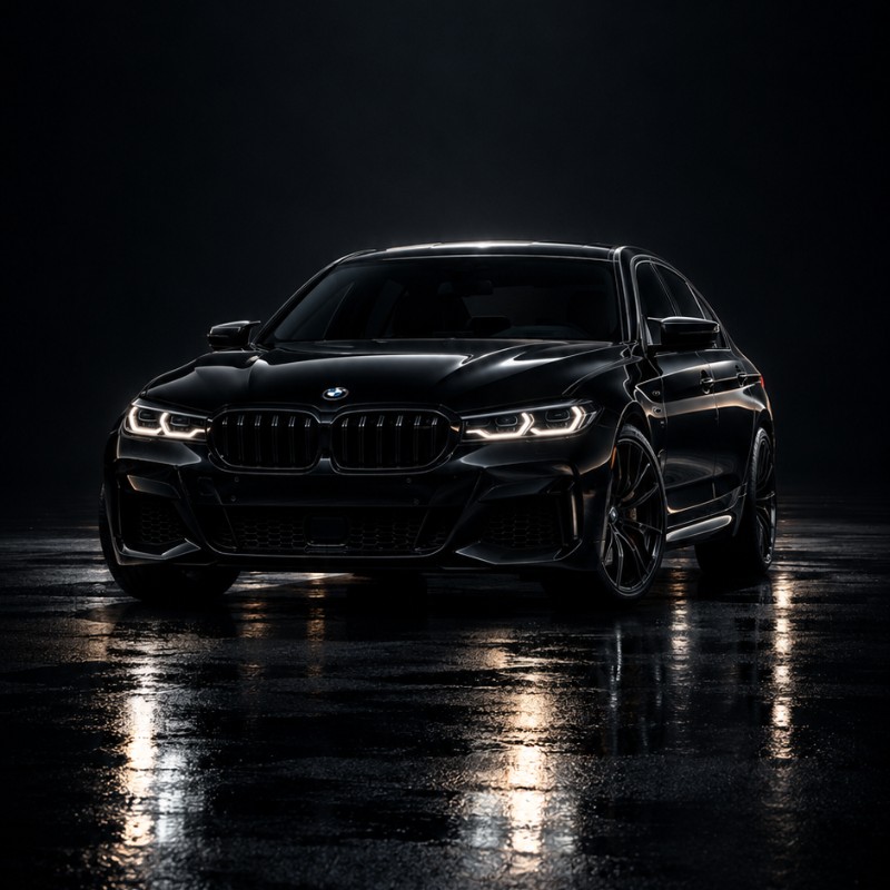 Black Luxury Sports Sedan — Dark Automotive Aesthetic