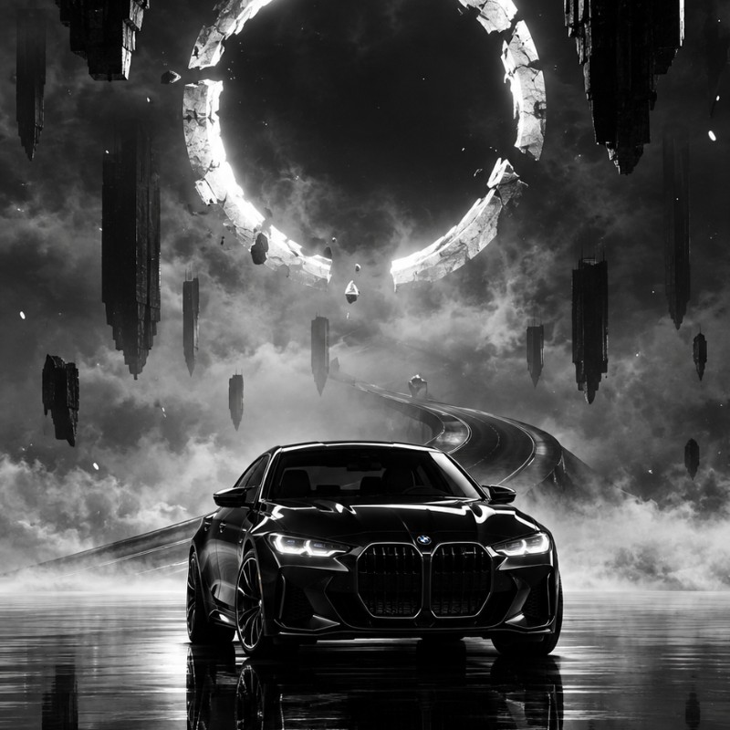 BMW Surreal Black & White Car Wallpaper | Luxury Automotive Phone Background | 4K Dark Aesthetic