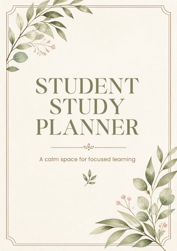Botanical Study Planner PDF | Daily, Weekly & Monthly Academic Planner