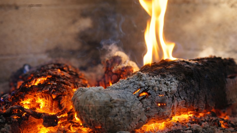 Burning logs in a cozy fire