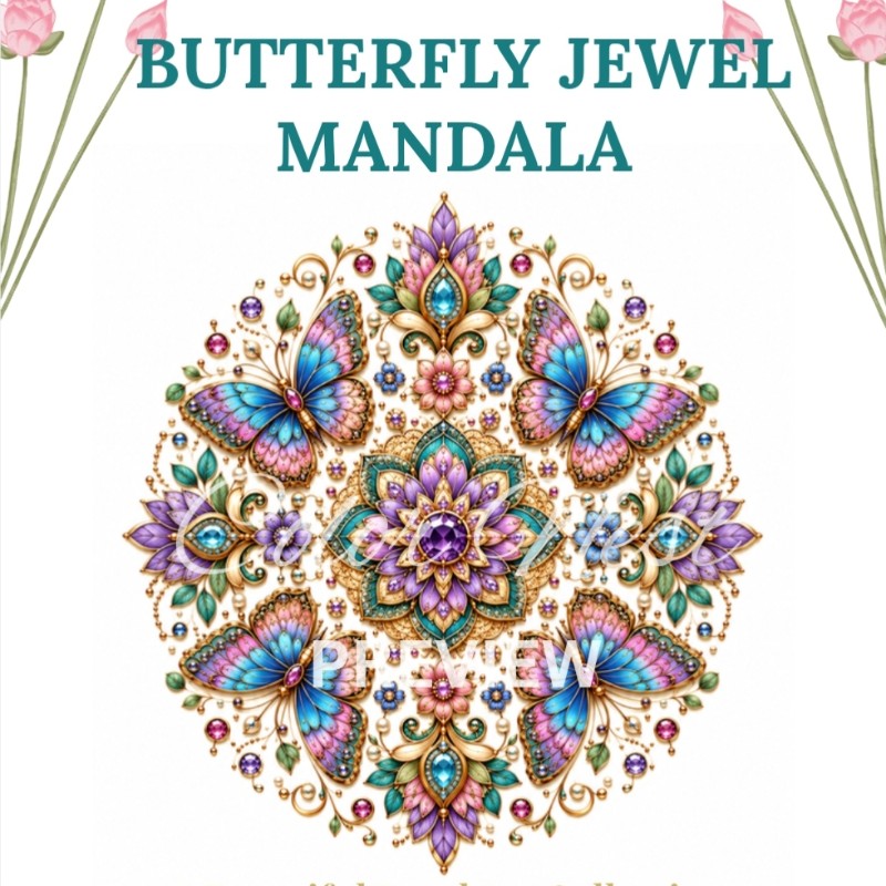 Butterfly Jewel Mandala | Beautiful Coloured Printable Art