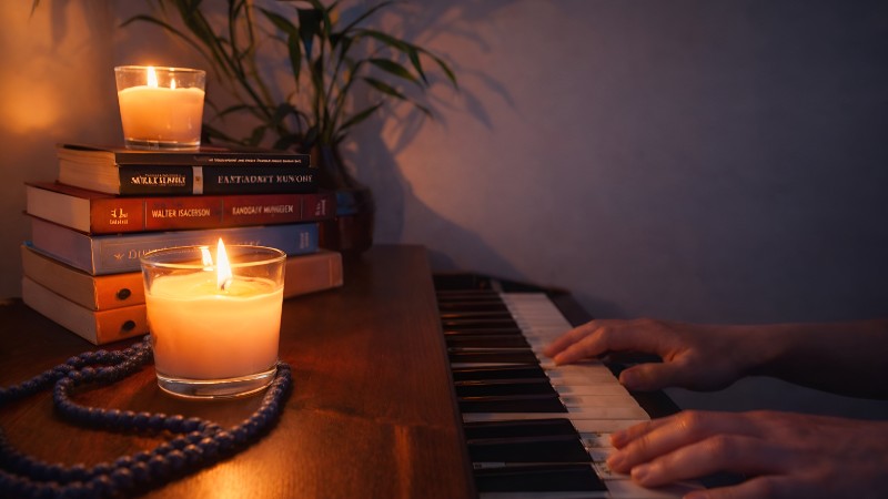 Candlelit music and reading moment