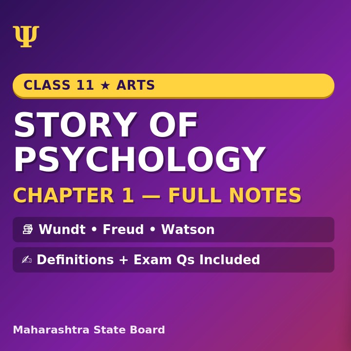 Class 11 Psychology – Chapter 1 Complete Revision Notes 📚✨ | Story of Psychology – Maharashtra State Board |