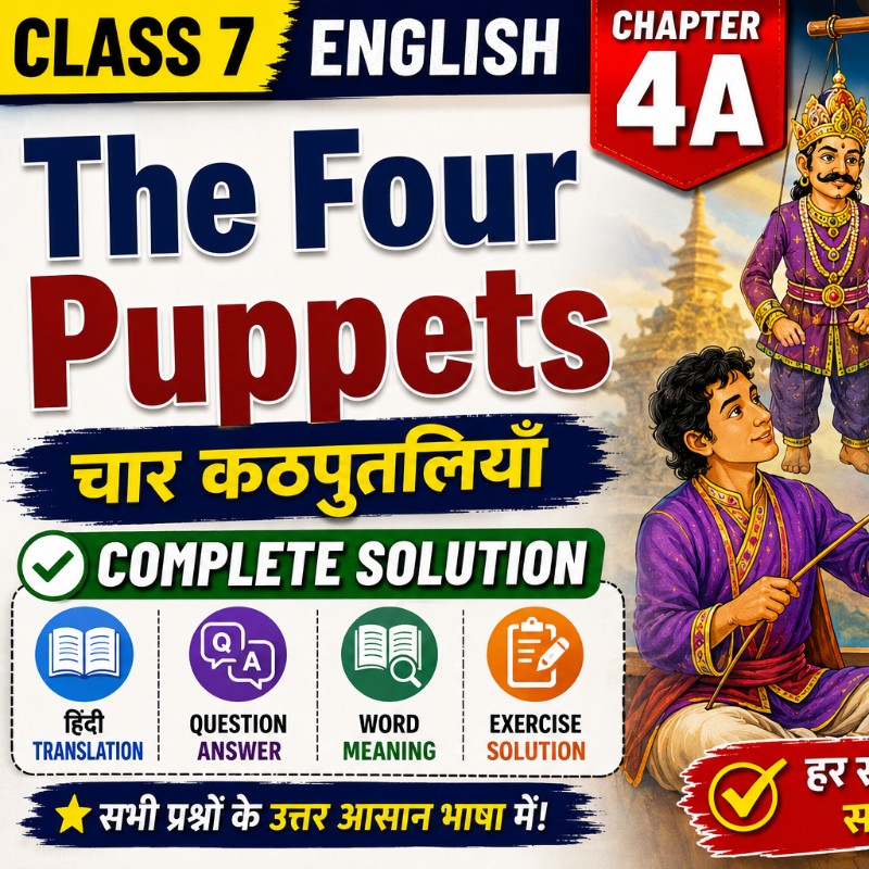 Class 7 English Chapter 4a The Four Puppets – Complete Solution |with Hindi Translation | Questions & Answers | Word Meaning & Exercise