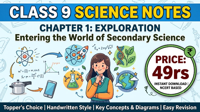 CLASS 9TH : SCIENCE: CHAPTER 1: "EXPLORATION" : HANDWRITTEN NOTES PDF + IMPORTANT MARKED TOPICS