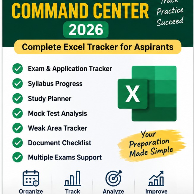 Competitive Exam Command Center 2026 — Excel Study & Application Tracker