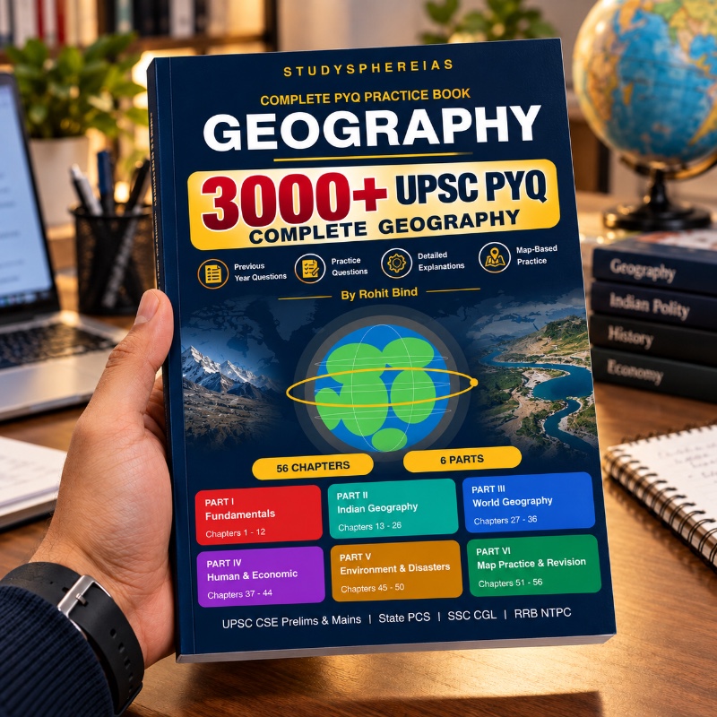 Complete Geographic Master Book, 3,000+ Questions • 56 Chapters(700 Pages) • Detailed Explanations • Map-Based Practice