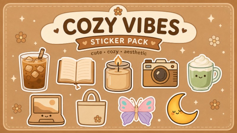 Cozy Corners – 24 Cozy PNG Stickers for Digital Planners & Journals