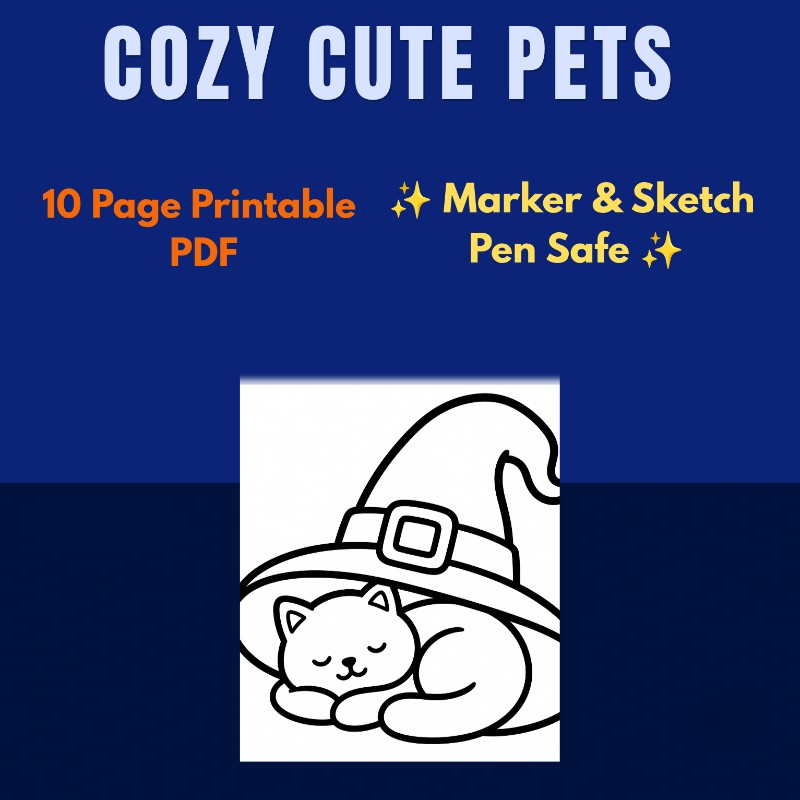 Cozy Cute Pets: 10 Bold & Easy Printable Coloring Pages (Marker-Friendly)