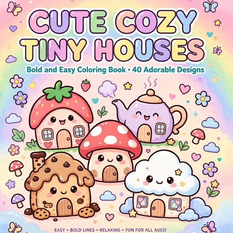 Cozy Tiny Houses - 3  Sample Pages - Bold & Easy