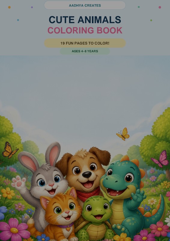 Cute Animals Coloring Book for Kids