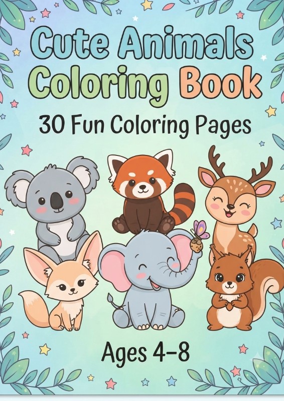 Cute Animals Drawing & Coloring Book