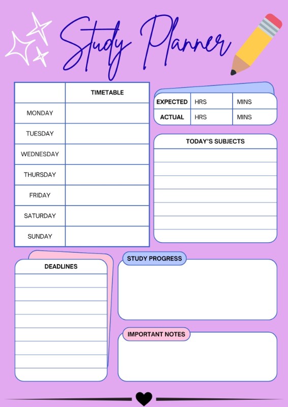 Cute Weekly Study Planner | Printable Student Planner