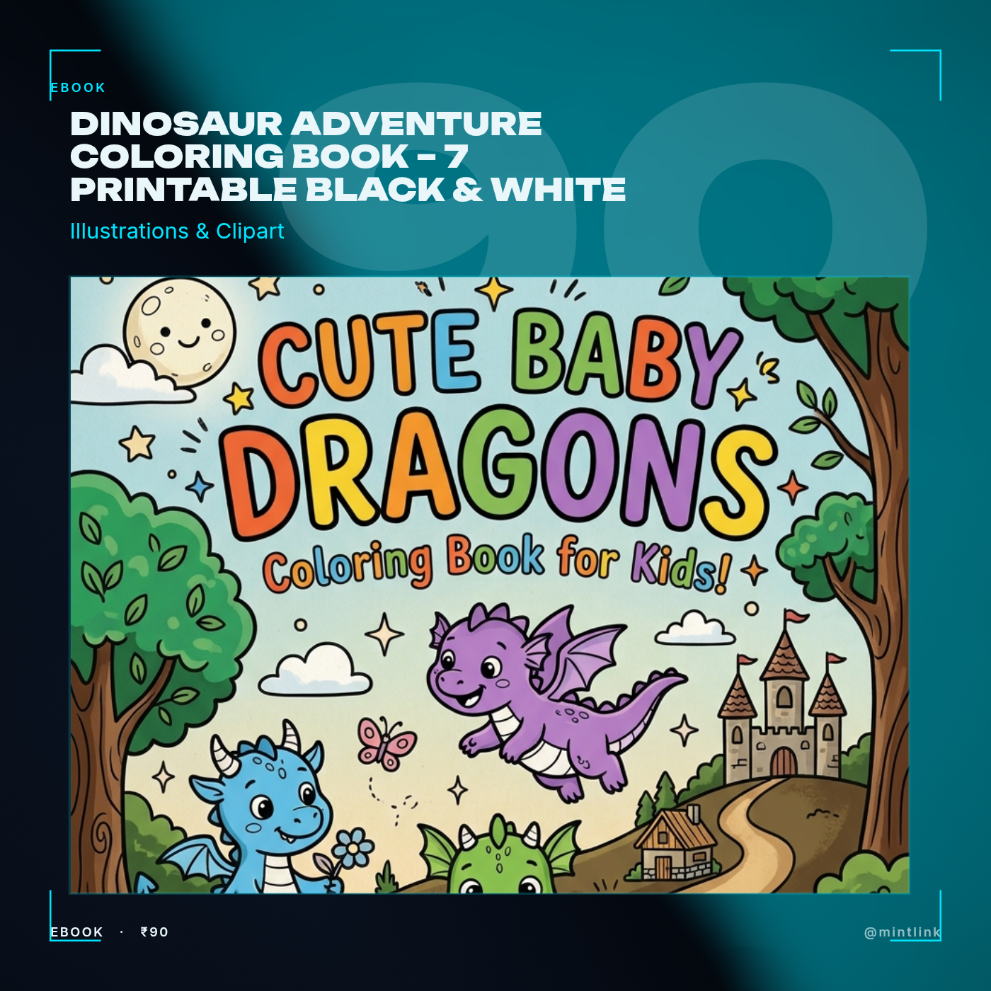 Dinosaur Adventure Coloring Book – 7 Printable Black & White Dinosaur ...