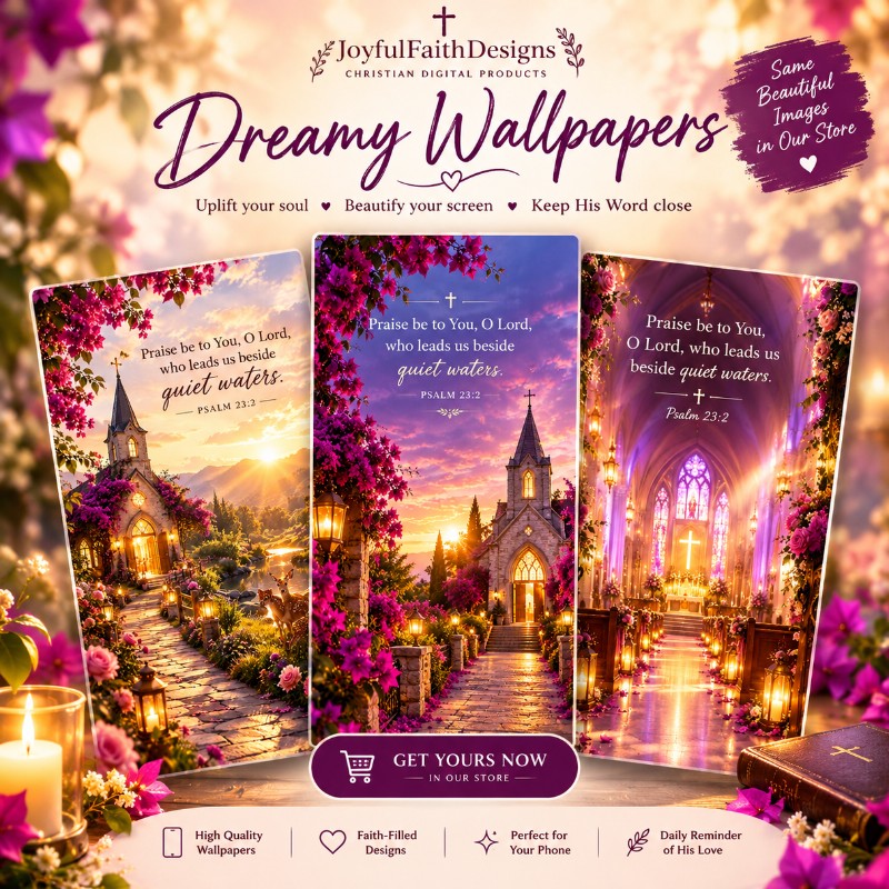 Dreamy Christian Phone Wallpapers – 3 Designs Shown in Preview | Instant Digital Download