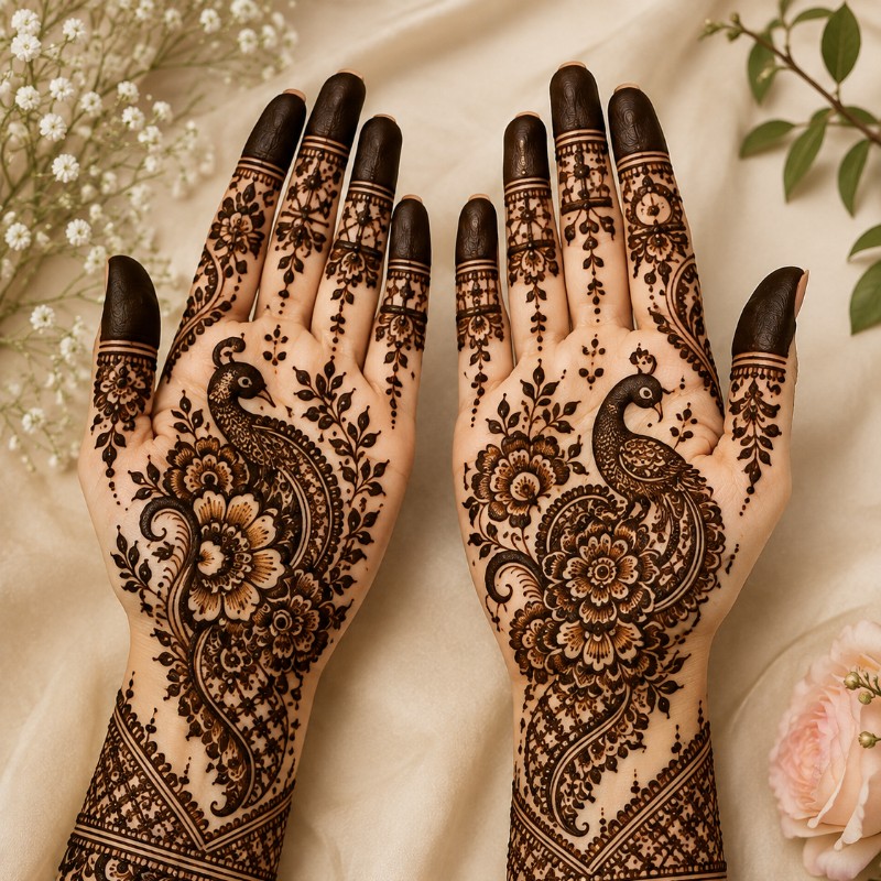 Elegant Peacock Bridal Mehendi Design – Original Henna Art